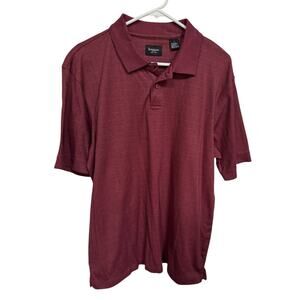Haggar Large Collared Mens Polo Shirt Office Career Red Basic Short Sleeve Dad‎